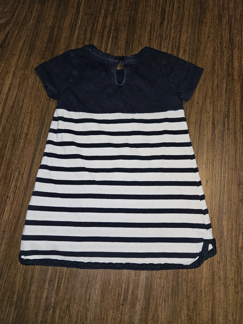 GAP Navy and White Striped Knit Short-Sleeve Dress